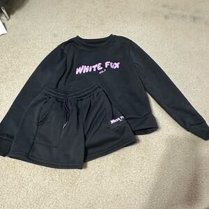 WHITEFOX charcoal sweater crewneck and shorts sweatshorts set size Medium